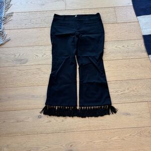 Anthropologie the essential crop flare fringe pants 6P